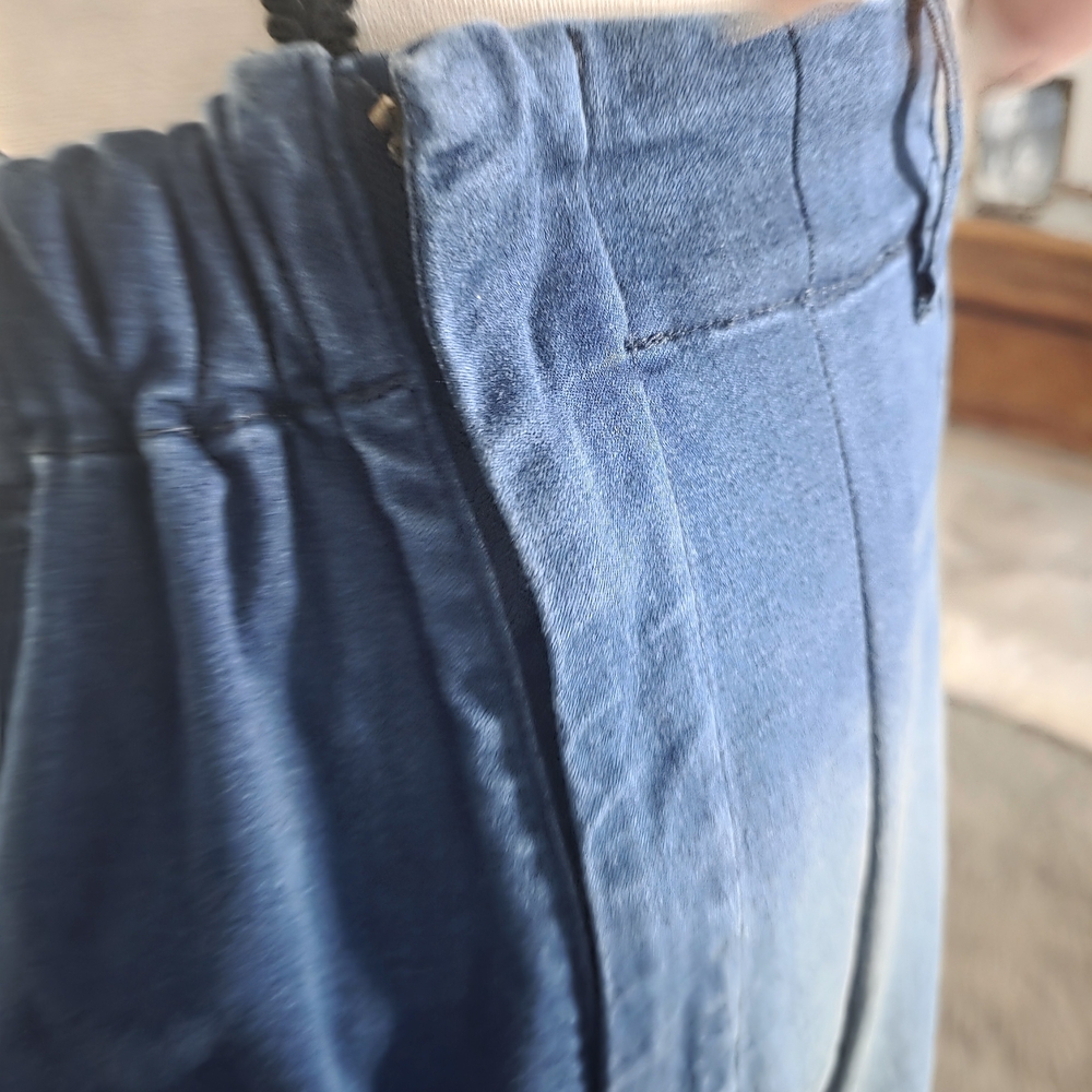 Washed Blue Denim Maxi Skirt with Front Slit - Picture 4 of 7